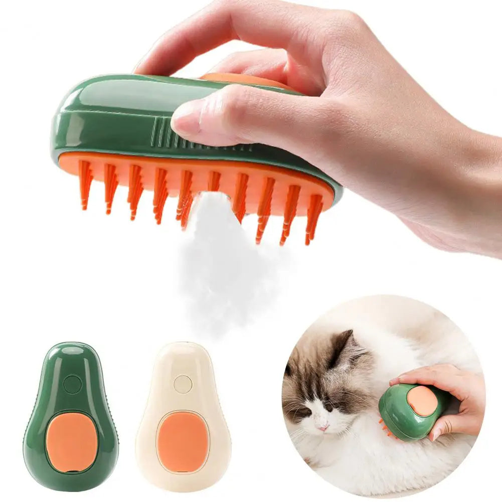 Steamy Cat Brush Cat Dog Grooming Comb Electric Self Cleaning Steam Cat Brush For Massage Avocado Shape Pet Spray Cat Grooming - Exceunique