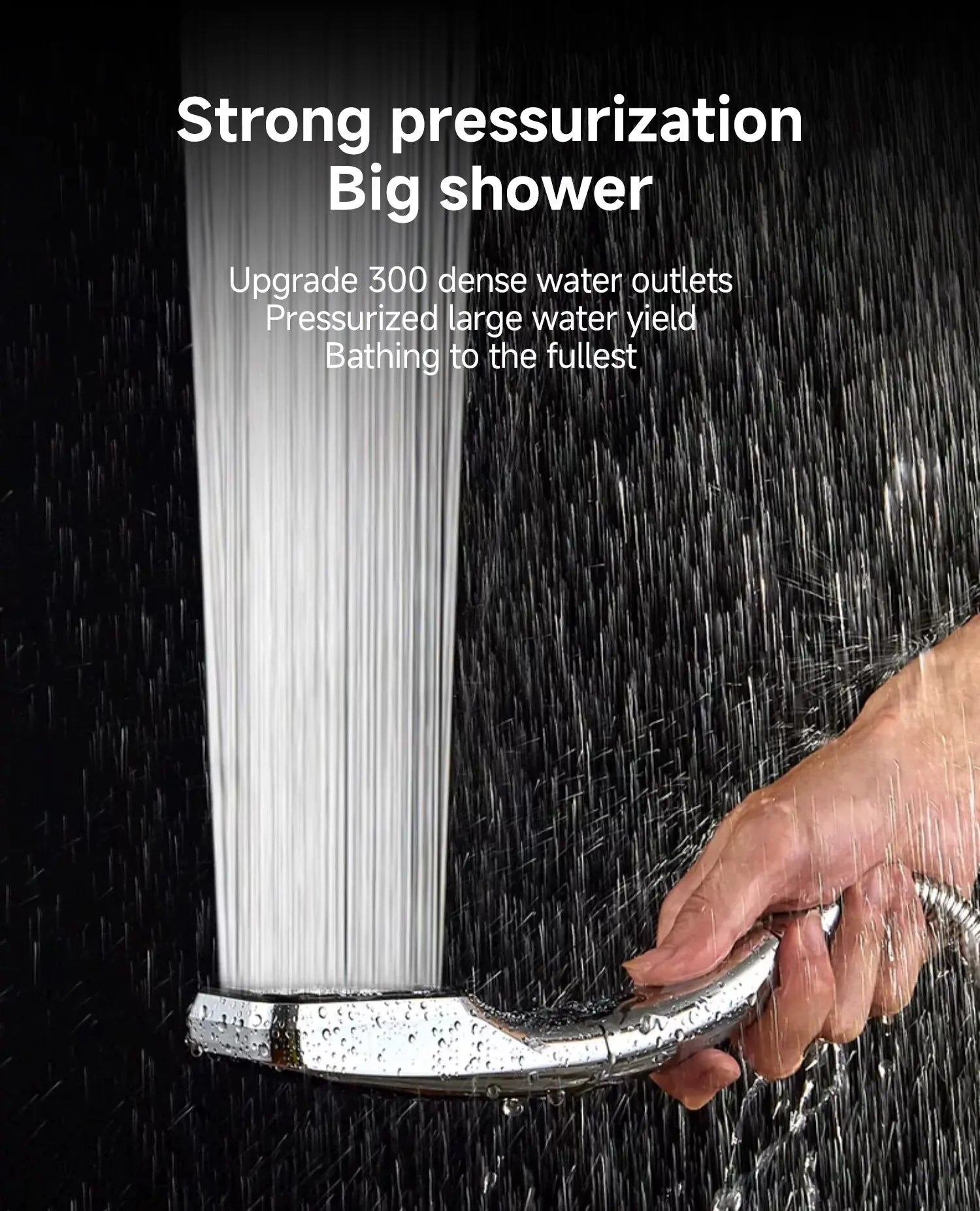 300 Holes Pressurized Showerhead  Water Saving Rainfall Spray Nozzle - Exceunique