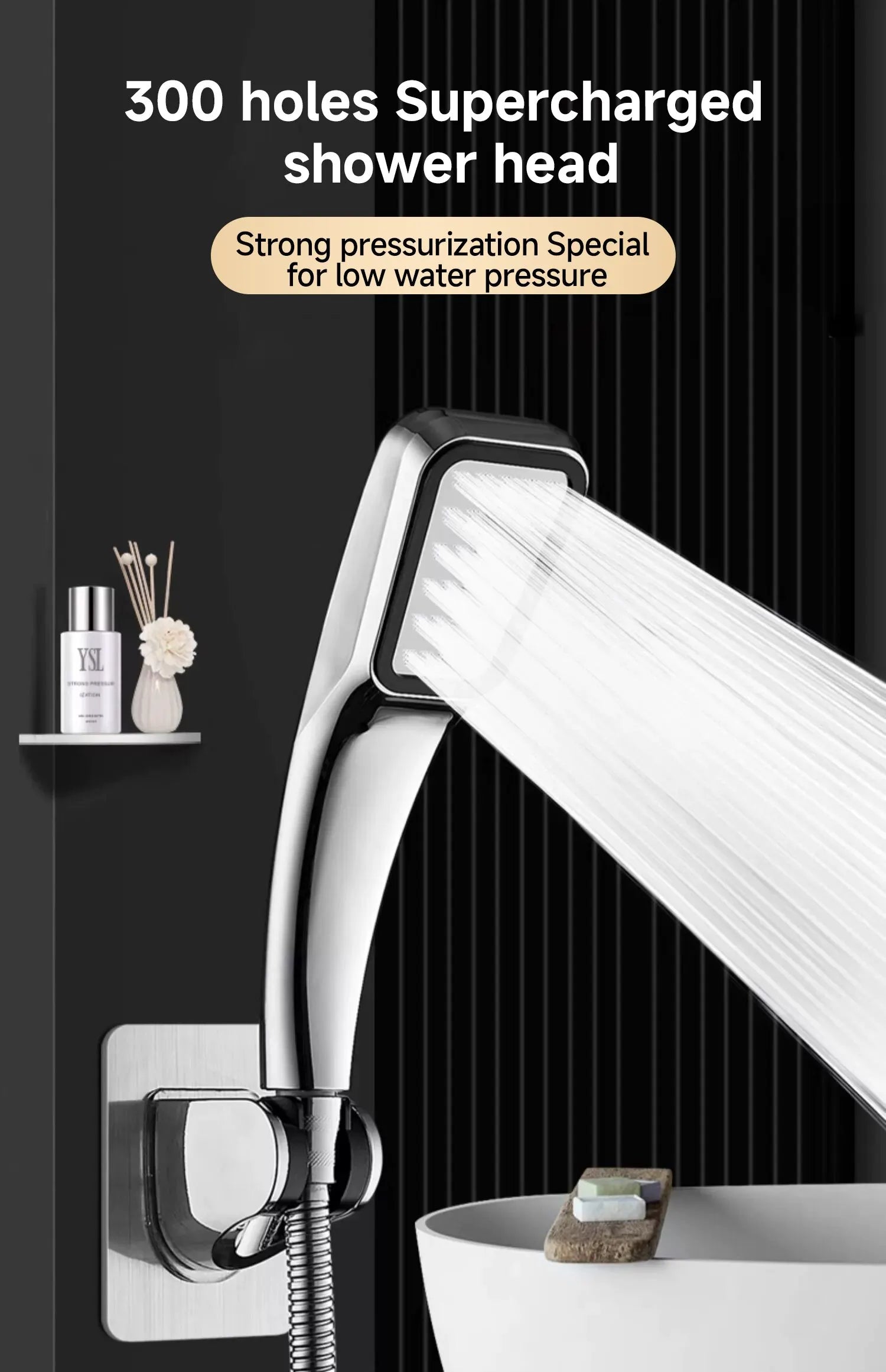 300 Holes Pressurized Showerhead  Water Saving Rainfall Spray Nozzle - Exceunique